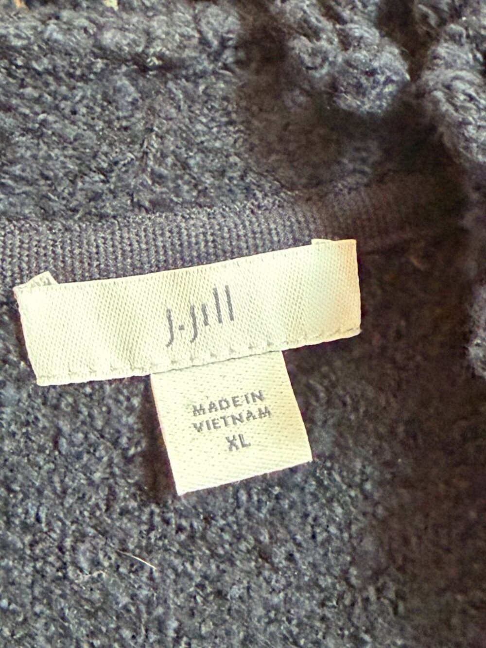 J. Jill Fringe-Trim Open-Front Cardigan Sweater In Navy Blue XL - Picture 5 of 8